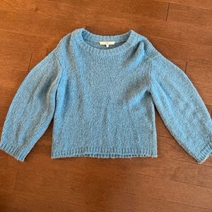 Tibi Cozette Alpaca Sweater W/ Balloon Sleeve Blue